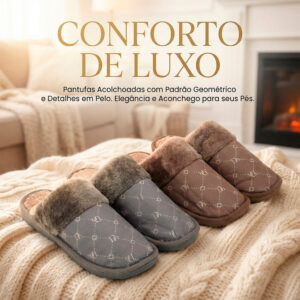 Pantufa Masculina Adulto Pelúcia Acolchoada Estampada Quentinha