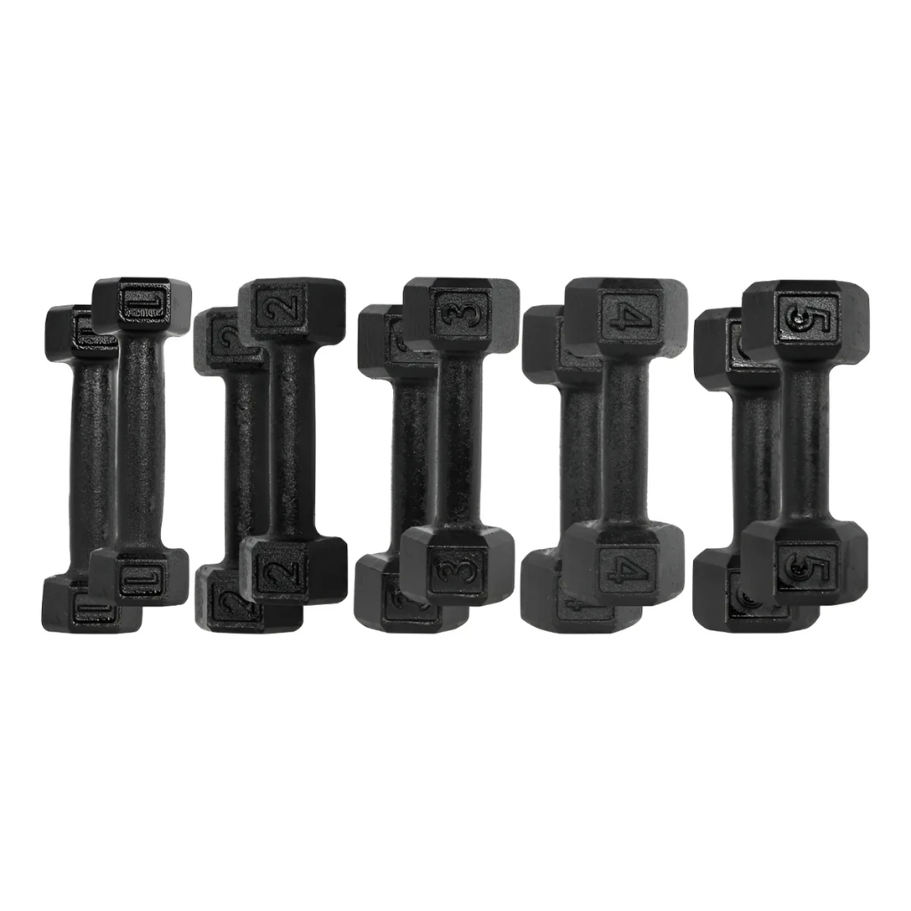Par De Halteres Dumbell 1 a 5kg Sextavado Pintado Peso de Academia — Fitness e Musculação