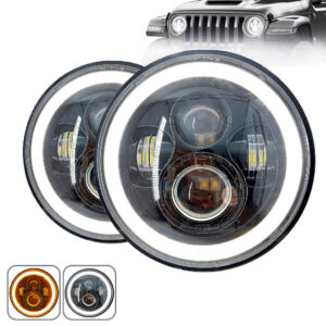 Par Farol Led de 7 Polegadas Projetor Drl Seta Led Angel Eyes