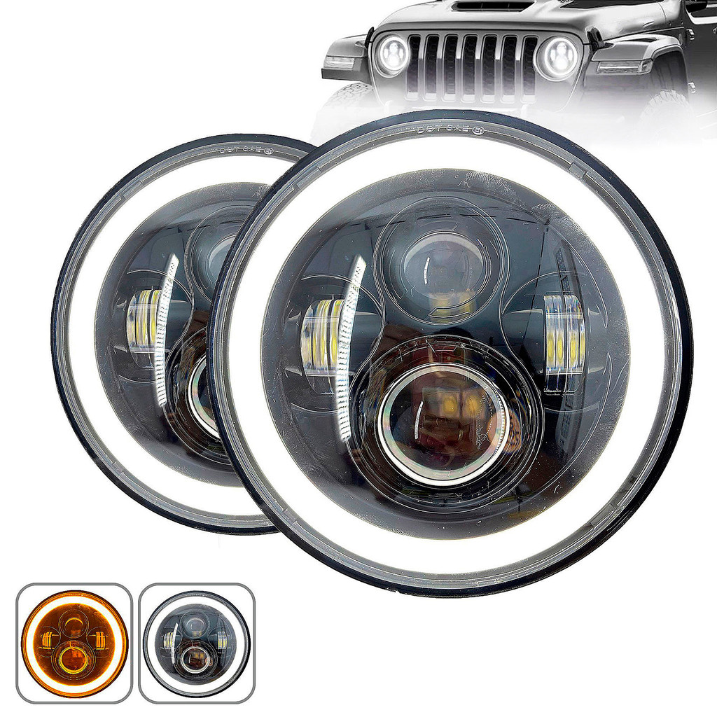 Par Farol Led de 7 Polegadas Projetor Drl Seta Led Angel Eyes — TV e Vídeo
