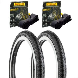 Par Pneu Levorin Comfort Balão Aro 20 x 1.75 Par Camara Pirelli Bico