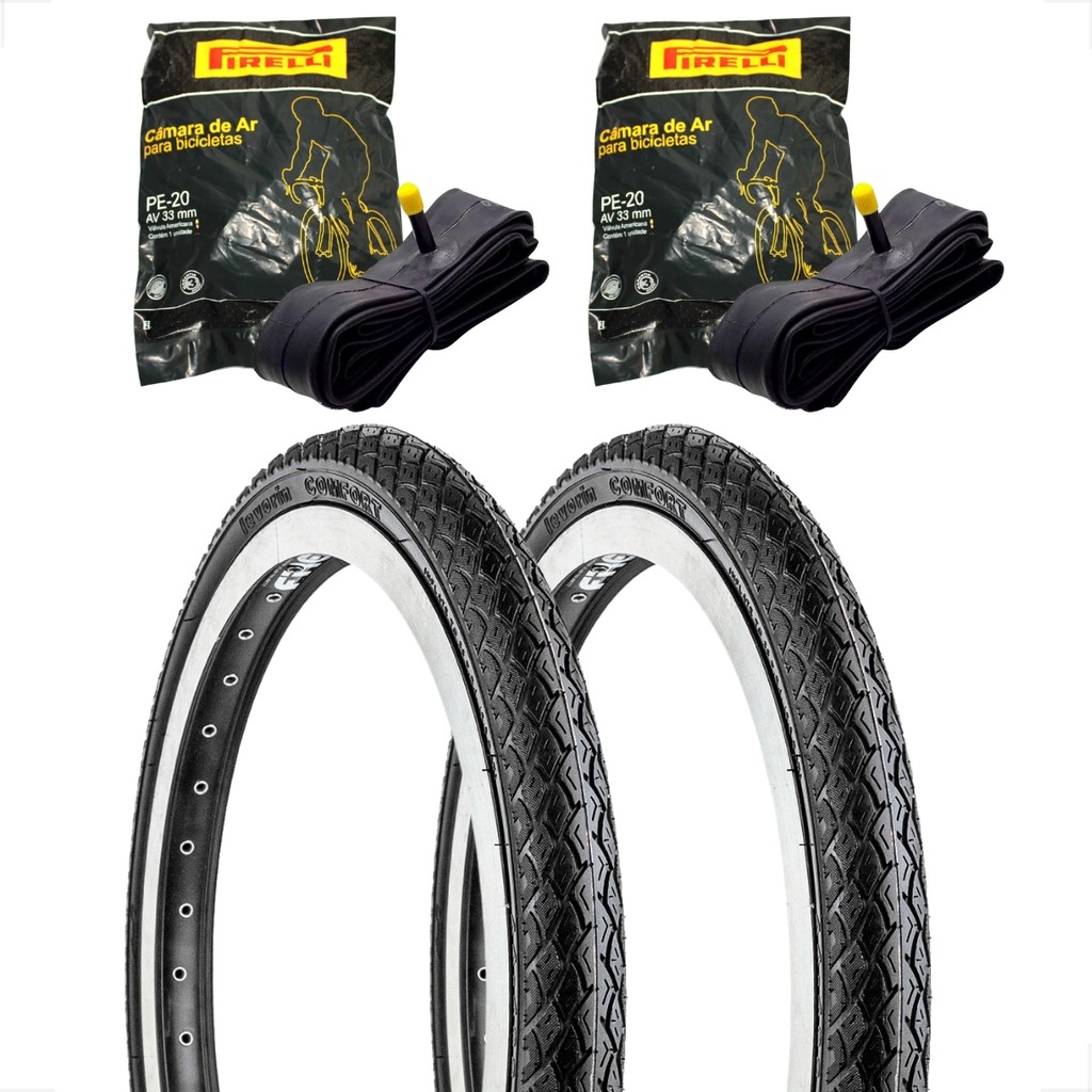 Par Pneu Levorin Comfort Balão Aro 20 x 1.75 Par Camara Pirelli Bico — Brinquedos