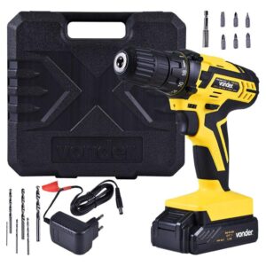 Parafusadeira Furadeira 12V com Bateria Maleta e Kit Vonder