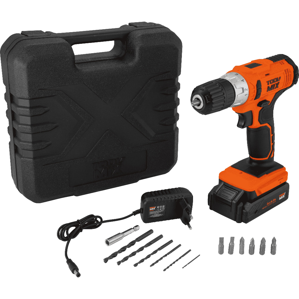 Parafusadeira Furadeira 12V Toolmix 20Nm Bateria de Lítio Maleta
