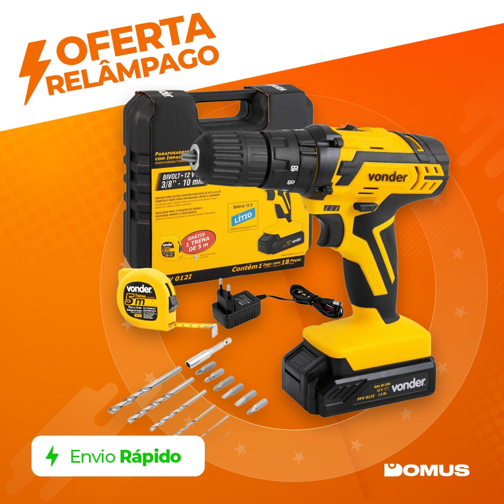 Parafusadeira Furadeira de Impacto Vonder PFV012I 12V Bivolt a Bateria — Ferramentas Elétricas