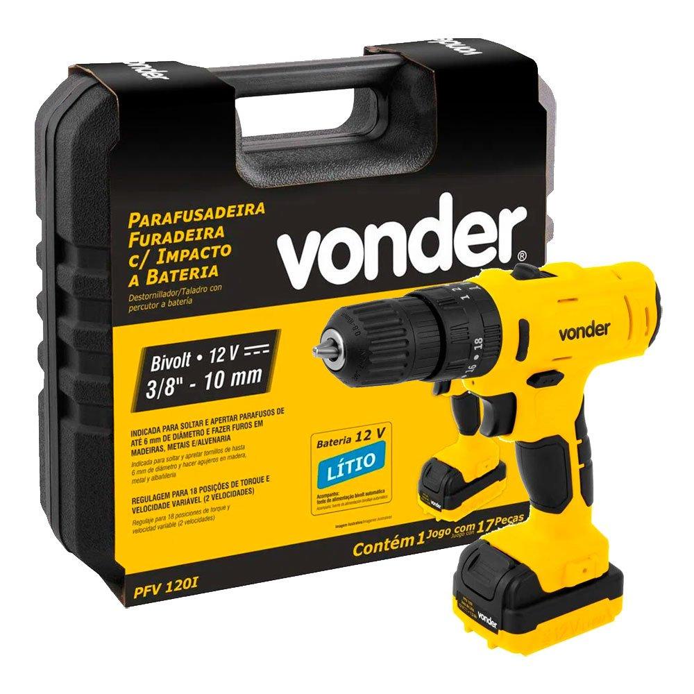 Parafusadeira Furadeira Impacto 12V 3 8" Polegadas Bivolt Vonder