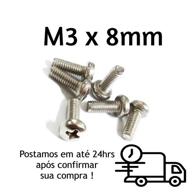 Parafuso Cabeça Panela Phillips M3 X 8mm Inox