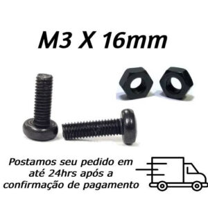 Parafuso Maquina M3 x 16mm Panela Philips Porca Sextavada M3 Oxidado