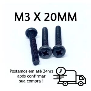 Parafuso Panela Philips M3 x 20mm Oxidado Preto 200 500 Peças