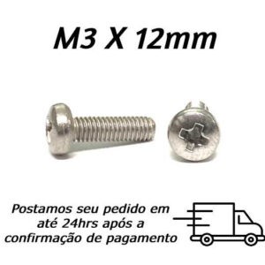 Parafuso Panela Phillips M3 x 12mm Inox