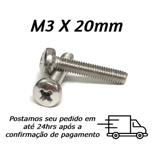 Parafuso Panela Phillips M3x20mm Inox — Cozinha e Utensílios