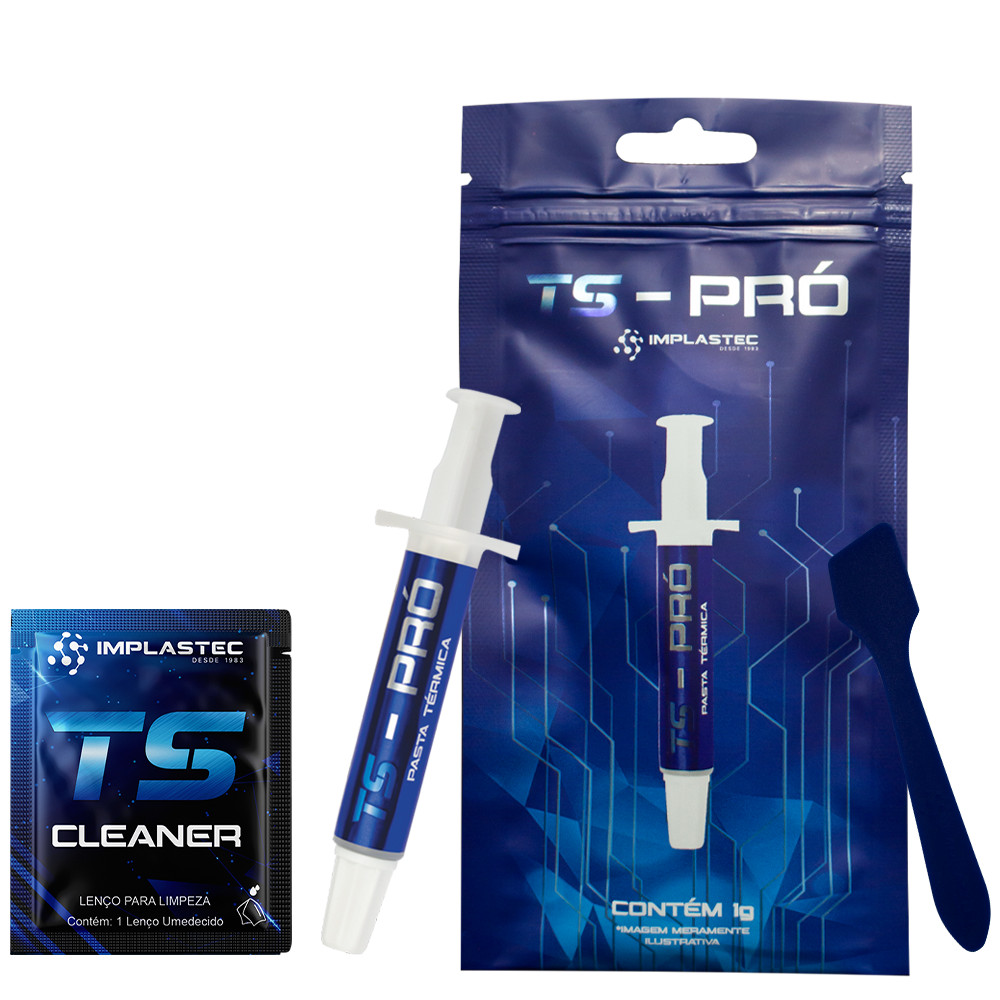 Pasta Térmica Implastec Ts Pro 1g, Espátula Sachê Cleaner Cor Cinza