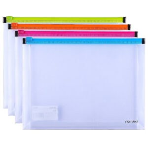 Pasta Zip Deli A4 A5 Transparente Kit com 4 Organizadores de