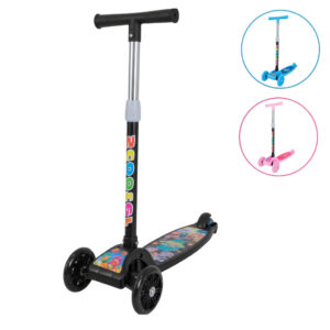 Patinete infantil 3 rodas com led ajustável scooter dobrável menino