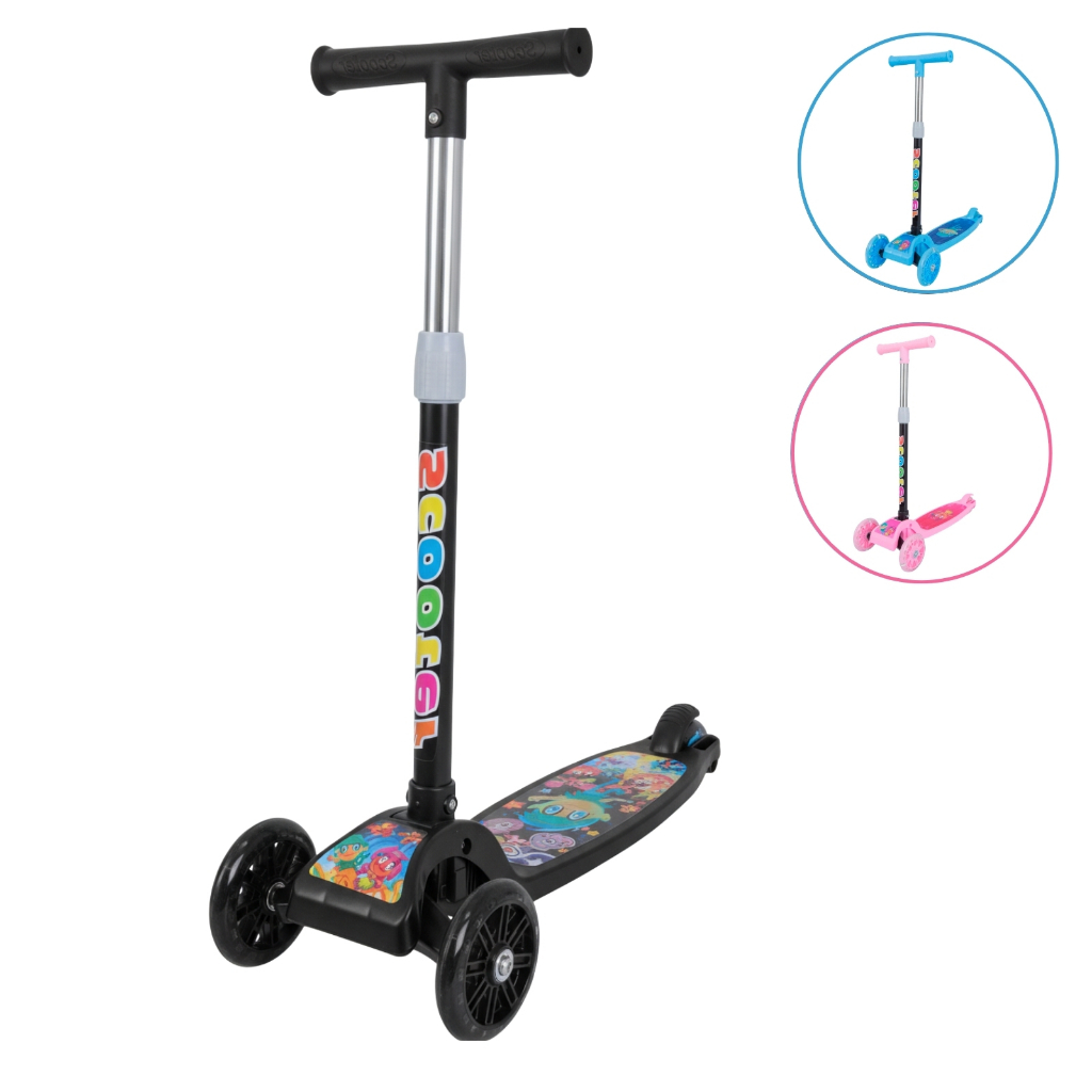 Patinete infantil 3 rodas com led ajustável scooter dobrável menino — Brinquedos