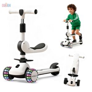Patinete Infantil 3 Rodas De Led Musical Ajustável Dobrável Scooter