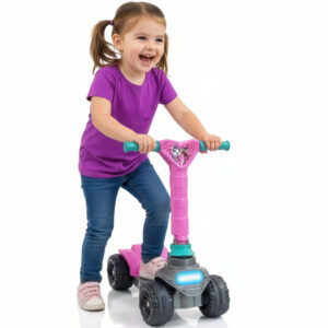 Patinete Infantil 4 Rodas Rosa Aventura e Diversão Para Meninas de 2