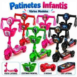 Patinete Infantil Batman Princesa Carros Dinossauro Unicórnio