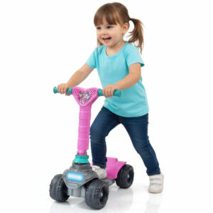 Patinete Infantil Rosa para Meninas Aventura Garantida com 4 Rodas e