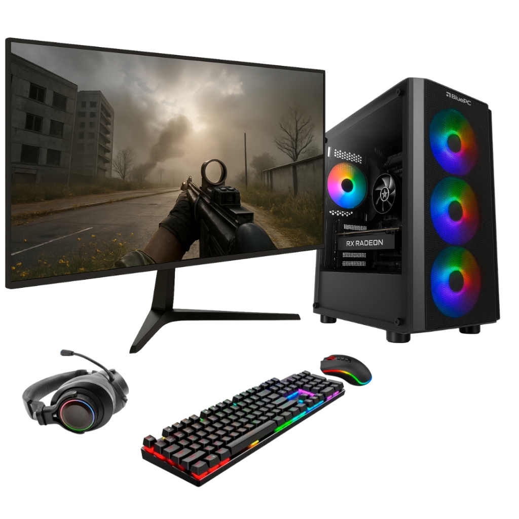PC Gamer BluePC Frag, Amd Ryzen 5 5500, RX 6600 8GB, B450, 16GB, SSD — Informática