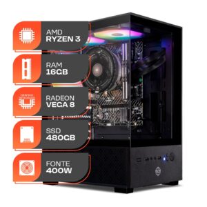 PC Gamer Forge, Amd Ryzen 3 3200G, 16GB DDR4, SSD 480GB, Fonte 400W