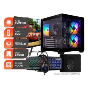 PC Gamer Forge, Amd Ryzen 5 3400G, Radeon Vega 11, 8GB DDR4, SSD