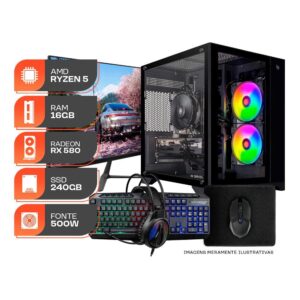 PC Gamer Forge, Amd Ryzen 5 5500, RX 580 8GB, 16GB DDR4, SSD 240GB — Informática