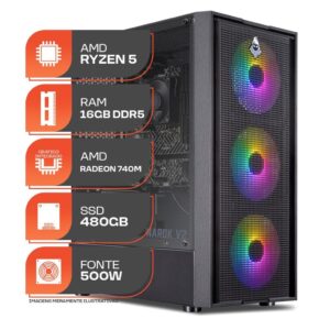 PC Gamer Forge, Amd Ryzen 5 8500G, 16GB DDR5, SSD 480GB, Fonte 500W
