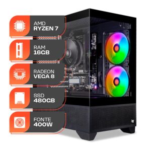 PC Gamer Forge, Amd Ryzen 7 5700G, 16GB DDR4, SSD 480GB, Fonte 400W