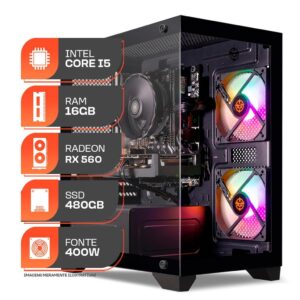PC Gamer Forge, Intel Core i5 4ª Geração, RX 560 4GB, 16GB RAM, SSD
