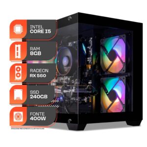 PC Gamer Forge, Intel Core i5 4ª Geração, RX 560 4GB, 8GB RAM, SSD