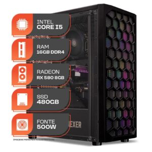 PC Gamer Forge, Intel i5 8ª Geração, RX 580 8GB, 16GB DDR4, SSD