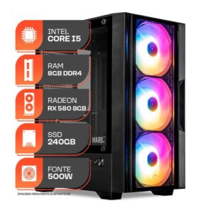 PC Gamer Forge, Intel i5 8ª Geração, RX 580 8GB, 8GB DDR4, SSD 240GB