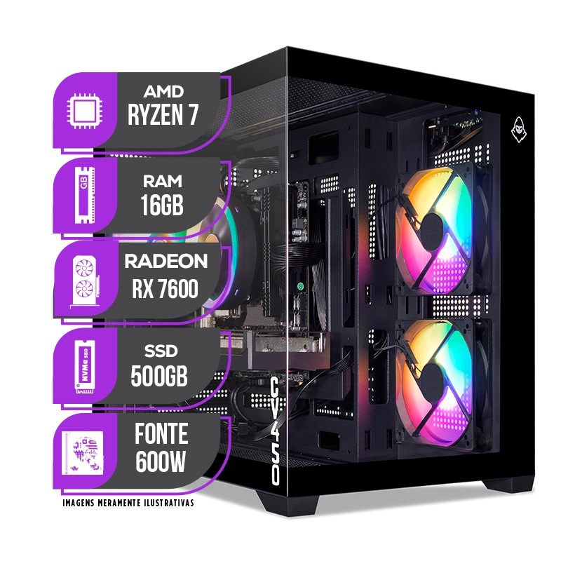 PC Gamer Mancer, Amd Ryzen 7 5700X, Water Cooler, RX 7600 8GB, 16GB — Games