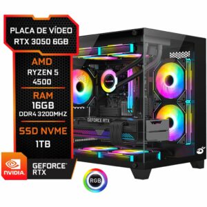 Pc Gamer Rtx 3050, Amd Ryzen 5 4500, 16GB DDR4, SSD M.2 Nvme 1TB