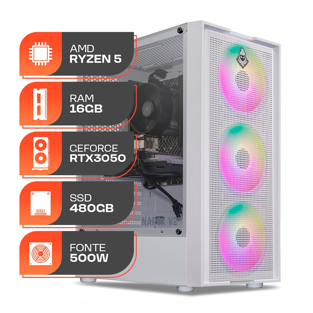 PC Gamer Spectrum, Amd Ryzen 5 5500, GeForce Rtx 3050 6GB, 16GB DDR4 — Informática