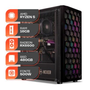 PC Gamer Spectrum, Amd Ryzen 5 5500, Radeon RX 6600 8GB, 16GB DDR4