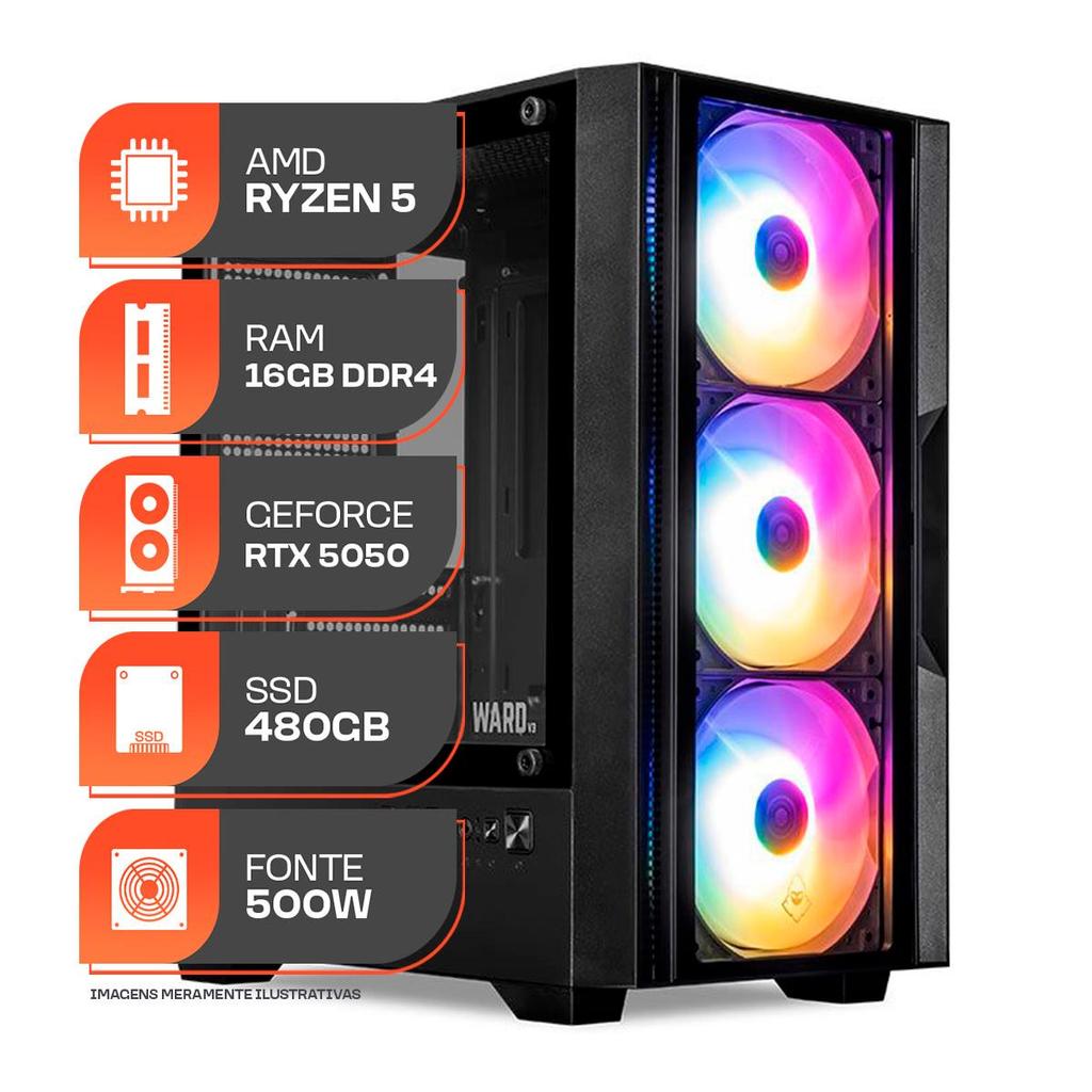 PC Gamer Spectrum, Amd Ryzen 5 5500, Rtx 5050 8GB, 16GB DDR4, SSD