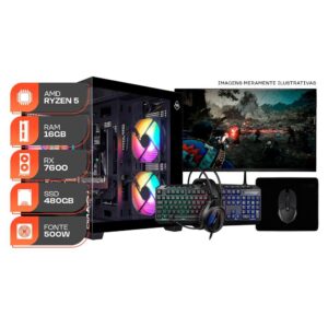 PC Gamer Spectrum, Amd Ryzen 5 5500, RX 7600 8GB, 16GB DDR4, SSD — Informática