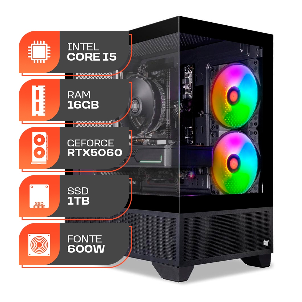 PC Gamer Titan Pro, Intel Core i5-12400F, GeForce Rtx 5060 8GB, 16GB — Informática