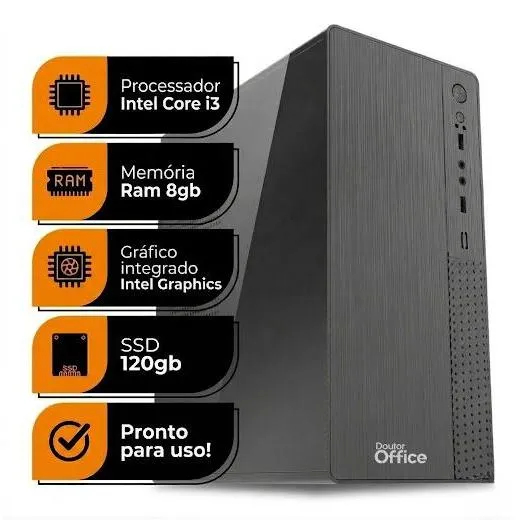 PC Office Smart, Intel Core I3, 8gb De Ram, Ssd 120gb, Intel Hd — Informática