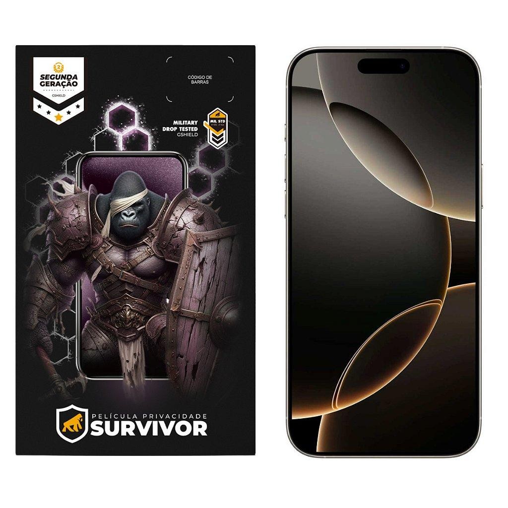 Película para iPhone 16 Pro com Aplicador Survivor Privacidade Gshield