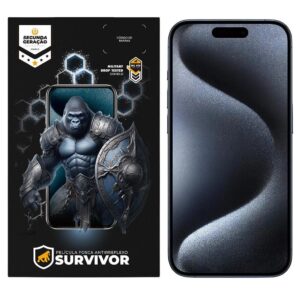 Película Protetora Fosca p iPhone 15 Pro com Aplicador Survivor