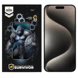 Película Protetora Fosca p iPhone 15 Pro Max com Aplicador Survivor