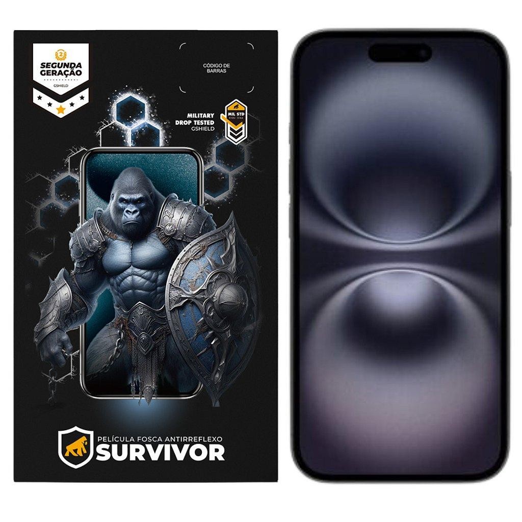 Película Protetora Fosca p iPhone 16 com Aplicador Survivor Gshield