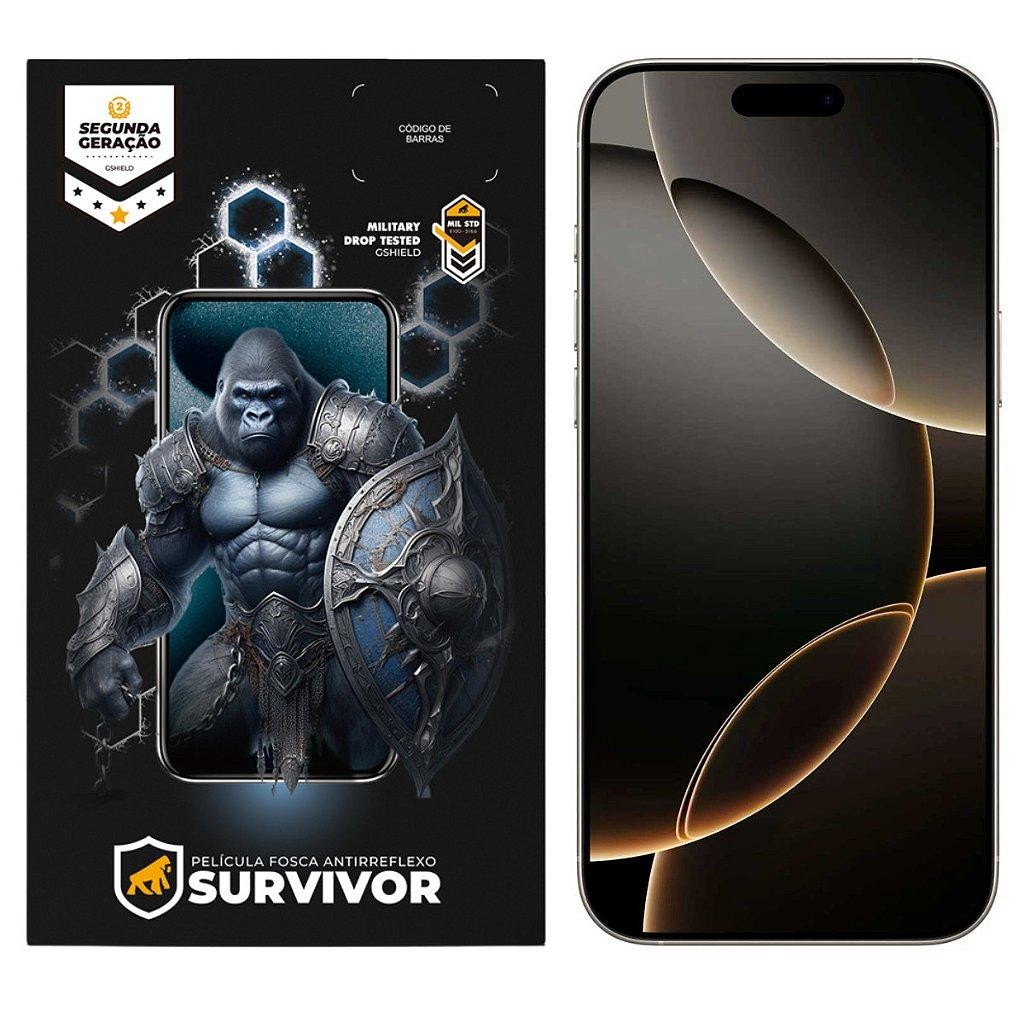 Película Protetora Fosca p iPhone 16 Pro Max com Aplicador Survivor — Celulares e Acessórios