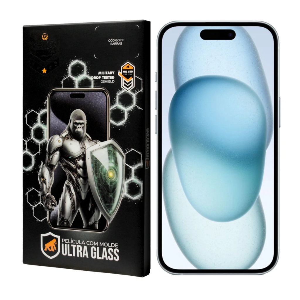 Película Ultra Glass Gshield p iPhone 15 Vidro Duplo Temperado e