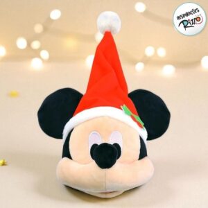 Pelúcia Cabeça Mickey c Gorro de Natal 15 cm 1 unidade