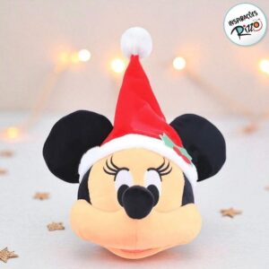 Pelúcia Cabeça Minnie c Gorro de Natal 15 cm 1 unidade