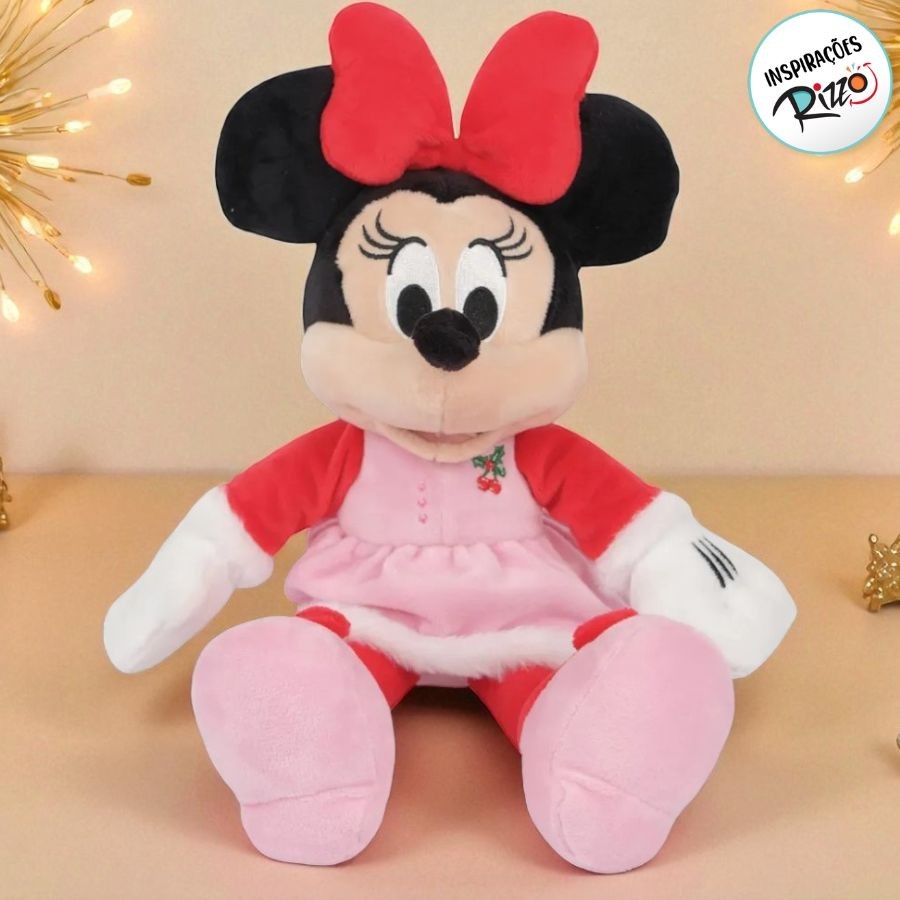 Pelúcia Minnie Mouse de Natal Rosa 45cm 1 unidade Disney Original — Brinquedos